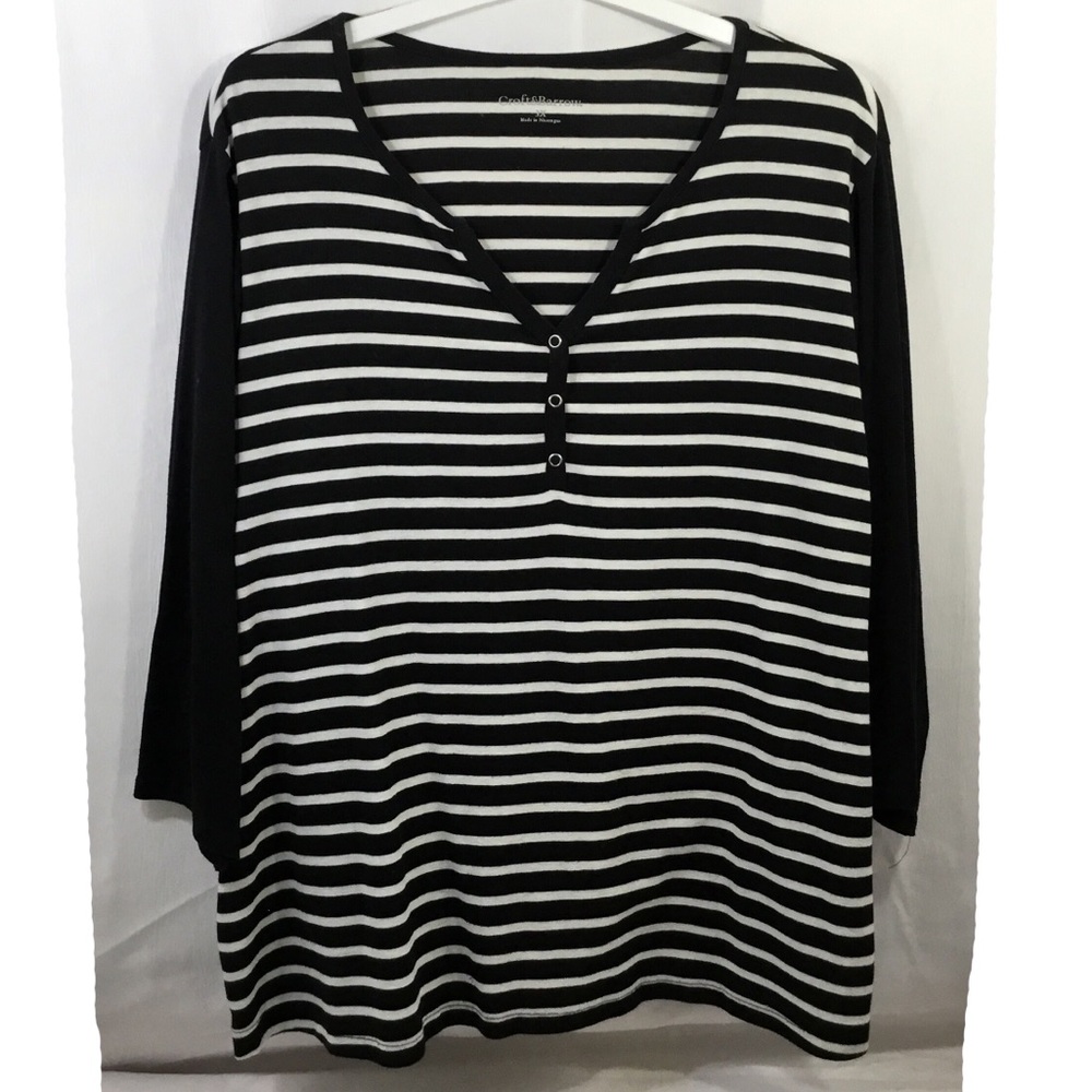 Croft & Barrow 3X Long Sleeve Blue Striped Top